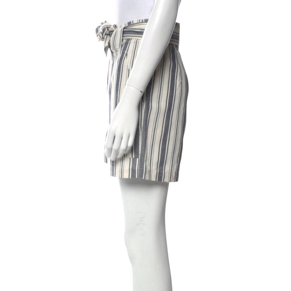ALIX OF BOHEMIA Malia striped belted woven cotton shorts in blue ecru Size Small - Picture 2 of 7